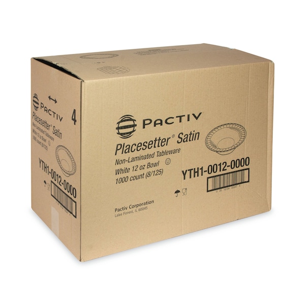 Pactiv Unlaminated Foam Dinnerware, Bowl, 6" Diameter, 12 oz, White, PK1000 - YTH100120000