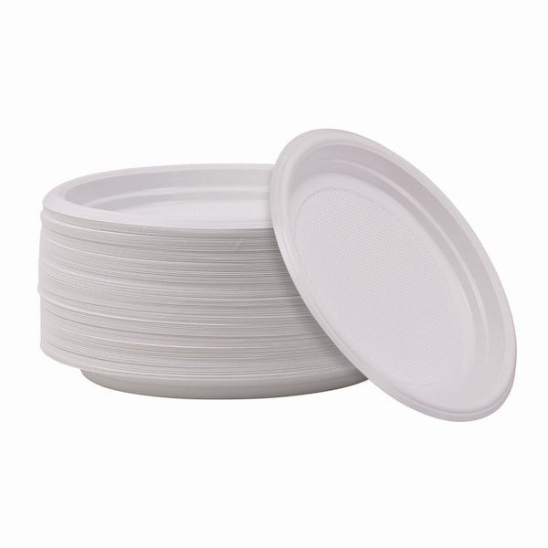 Boardwalk Hi-Impact Plastic Dinnerware, Plate, 9" Diameter, White, PK500 - PLTHIPS9WH