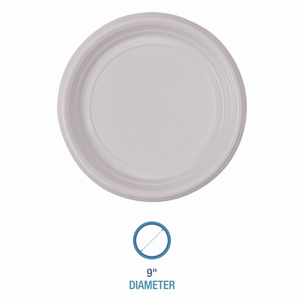 Boardwalk Hi-Impact Plastic Dinnerware, Plate, 9" Diameter, White, PK500 - PLTHIPS9WH