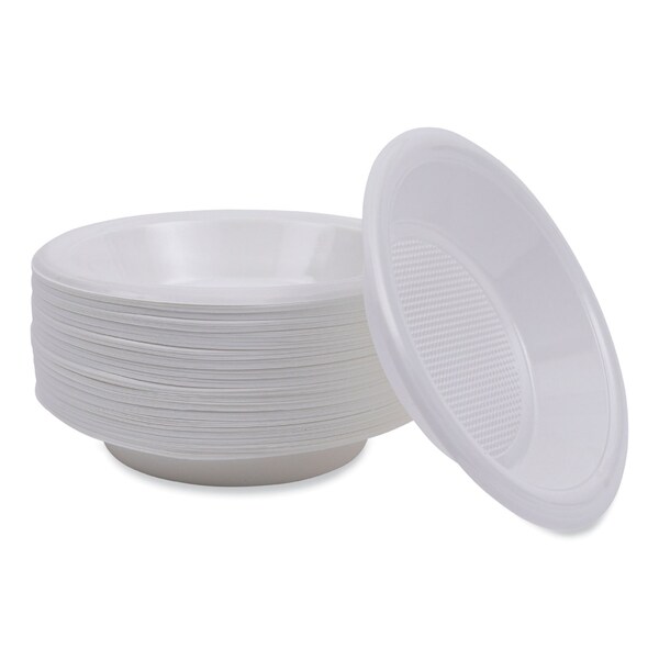 Boardwalk Hi-Impact Plastic Dinnerware, Bowl, 10-12 oz, White, PK1000 - BOWLHIPS12WH