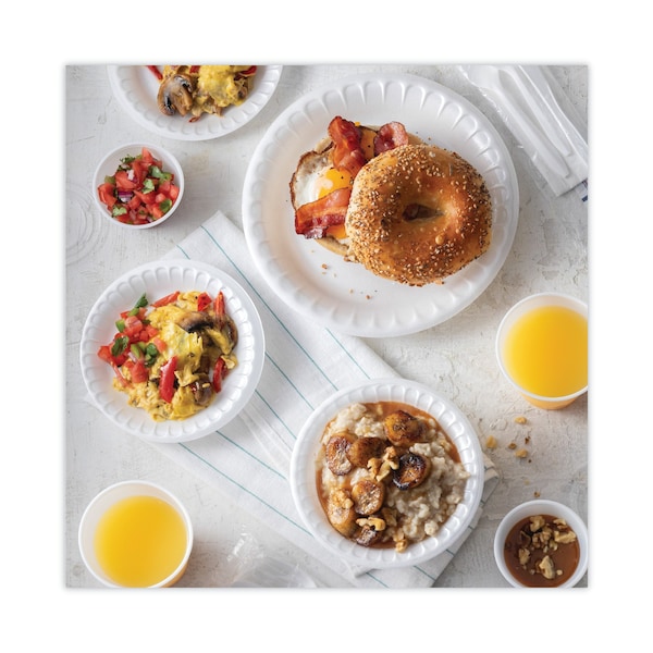 Pactiv Unlaminated Foam Dinnerware, Platter, Oval, 11.5 x 8.5, White, PK500 PK - YTH100430000