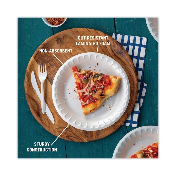 Pactiv Unlaminated Foam Dinnerware, Platter, Oval, 11.5 x 8.5, White, PK500 PK - YTH100430000