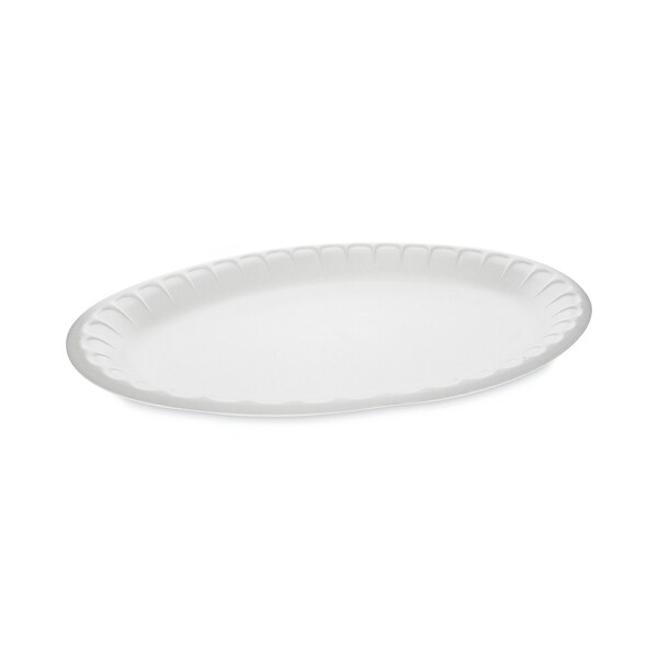 Pactiv Unlaminated Foam Dinnerware, Platter, Oval, 11.5 x 8.5, White, PK500 PK - YTH100430000