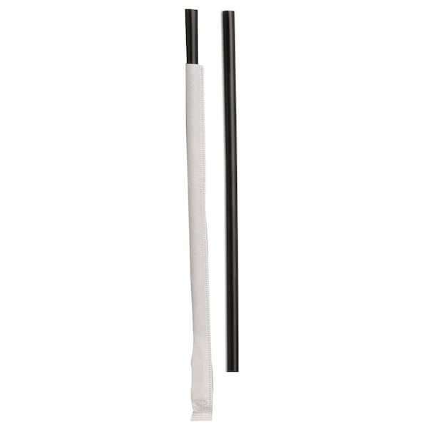 D & W Fine Pack 8.5" Giant Individually Wrapped Ebony Black Straw, PK7200 - DSGW8-24-300E