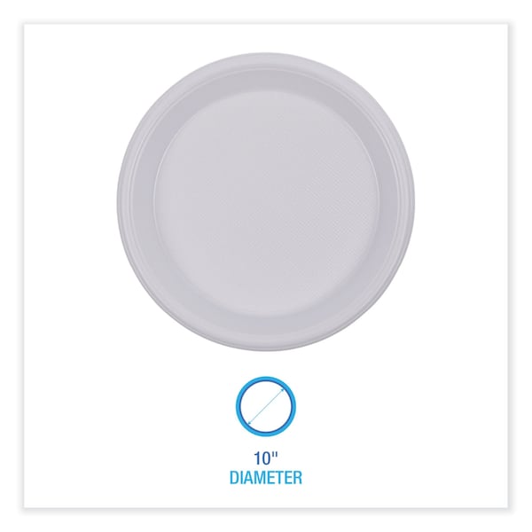 Boardwalk Hi-Impact Plastic Dinnerware, Plate, 10" Diameter, White, PK500 - PLHIPS10WH