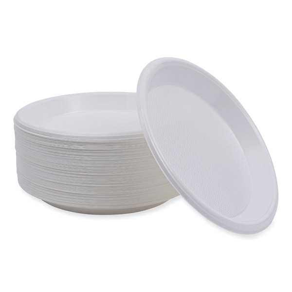 Boardwalk Hi-Impact Plastic Dinnerware, Plate, 10" Diameter, White, PK500 - PLHIPS10WH
