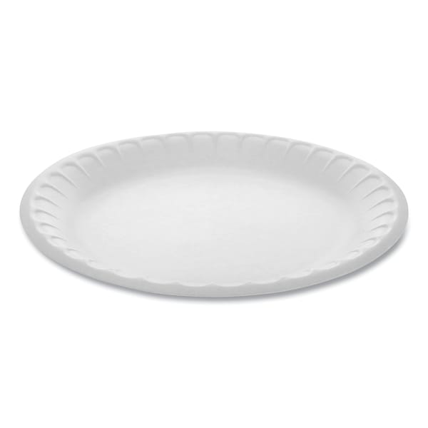 Pactiv Unlaminated Foam Dinnerware, Plate, 9 Diameter, White, PK500 - 0TH100090000