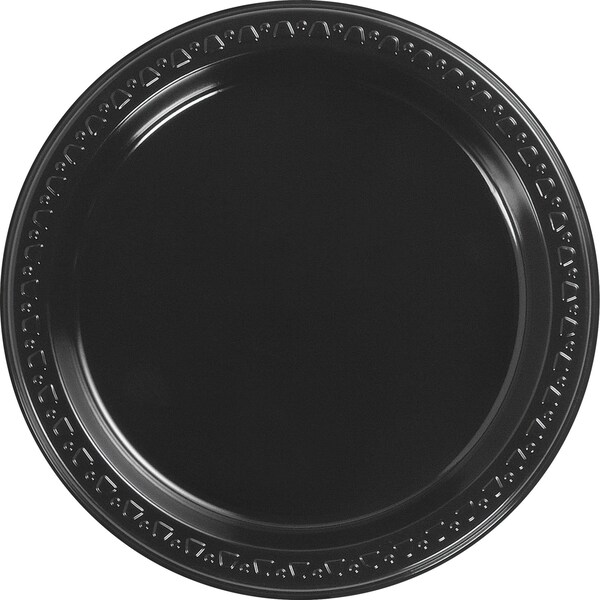 Chinet Heavyweight Plastic Plates, 9" Diamter, Black, PK500 - 81409