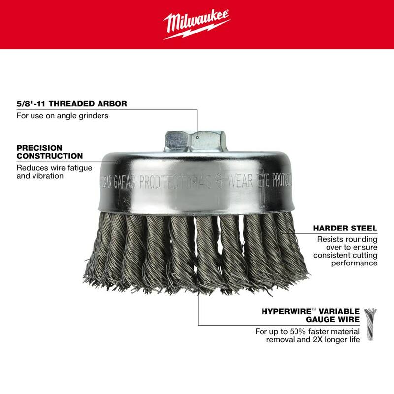 Brocha de copa de alambre trenzado de acero inoxidable de 3 pulgadas Milwaukee - 48-52-5050