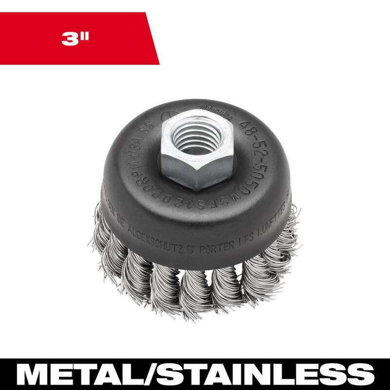Brocha de copa de alambre trenzado de acero inoxidable de 3 pulgadas Milwaukee - 48-52-5050