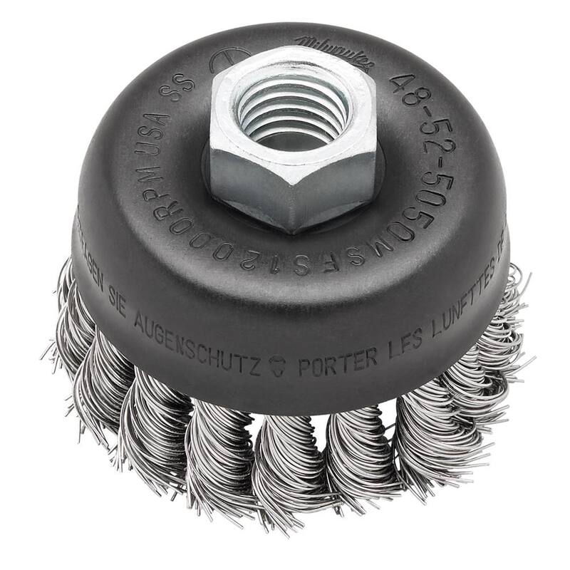 Brocha de copa de alambre trenzado de acero inoxidable de 3 pulgadas Milwaukee - 48-52-5050