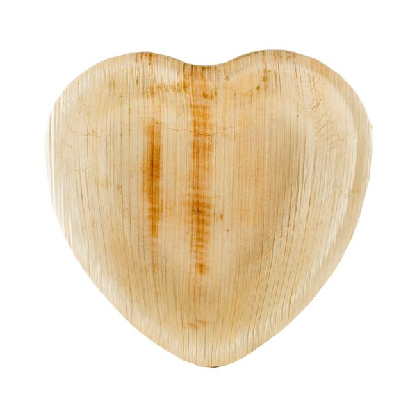 Smarty Had A Party 6" Heart Natural Palm Leaf Eco-Friendly Disposable Appetizer/Salad Plates (100 Plates), 100PK - 4677H-CASE