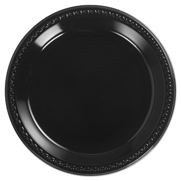 Huhtamaki 10.25 in. Heavyweight Plastic Plates Round, Black - HUH 81410