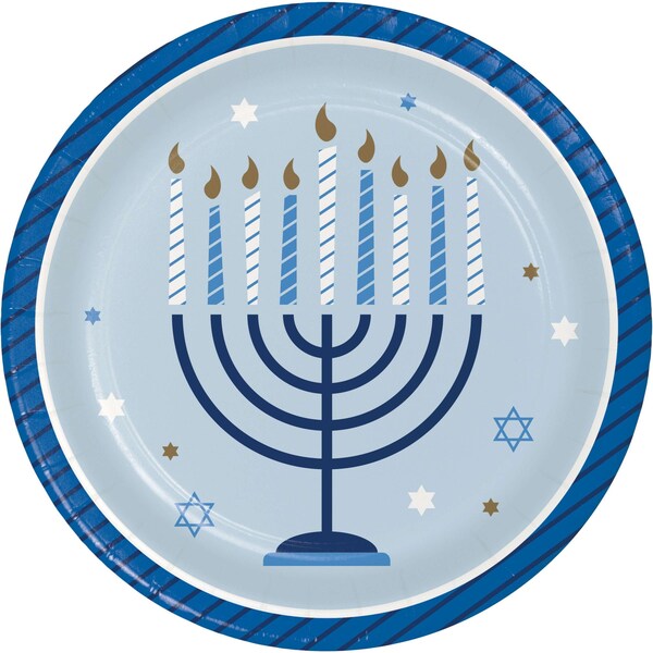 Creative Converting 7" Hanukkah Celebration Dessert Plates PK96, 96PK - 345757