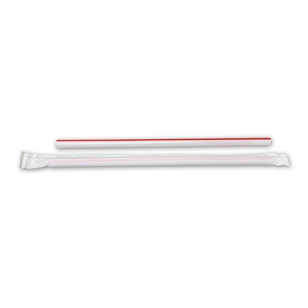 D & W Fine Pack D & W Fine Pack Wrapped Giant Straws With Red Stripe, PK7500 - WG23
