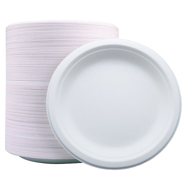 5Seconds Brand Biodegradable Sugarcane Baggase 6in Round Plate for Hot and Cold Food, 1000PK - 410113