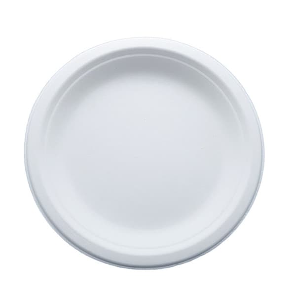 5Seconds Brand Biodegradable Sugarcane Baggase 6in Round Plate for Hot and Cold Food, 1000PK - 410113