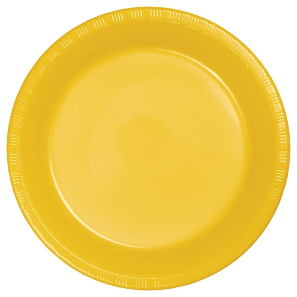 Touch Of Color School Bus Yellow Plastic Banquet Plates, 10", 240PK - 28102131