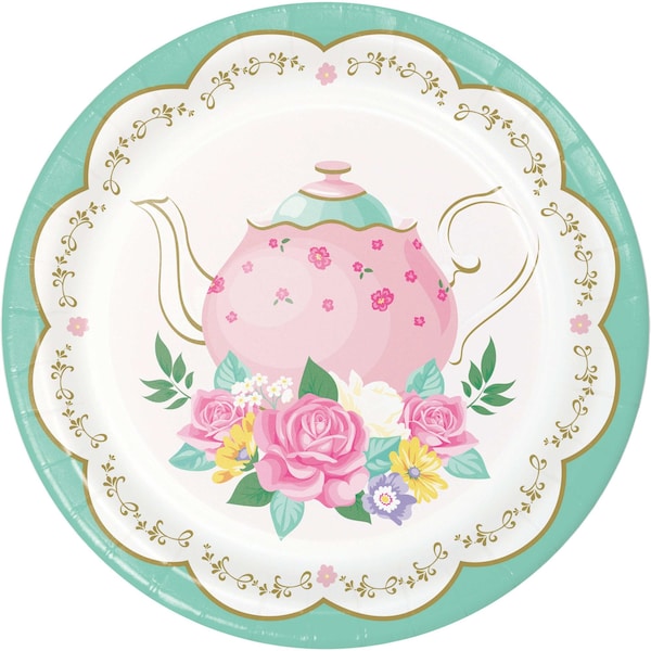Creative Converting Floral Tea Party Dessert Plates, 7", 96PK - 339797