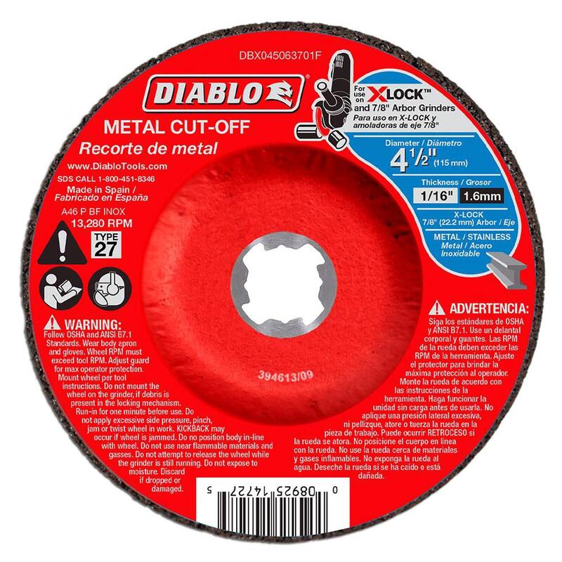 Disco de corte de metal tipo 27 de 4-1/2 pulgadas para X-Lock y todas las amoladoras (Compra 3 y llévate 2 gratis) (paquete de 5) - DBX045063705P