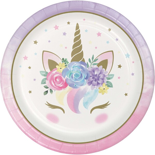 Creative Converting Unicorn Baby Shower Paper Plates, 9", 96PK - 343829