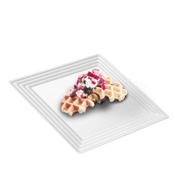Smarty Had A Party 12" x 12" White Square with Groove Rim Plastic Serving Trays (24 Trays), 24PK - 7915-CASE