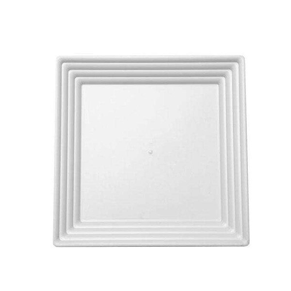 Smarty Had A Party 12" x 12" White Square with Groove Rim Plastic Serving Trays (24 Trays), 24PK - 7915-CASE