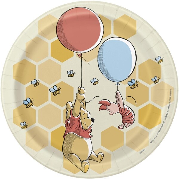 Happyholidays 7 in. Winnie the Pooh Happy Honeycomb Dessert Plates - 8 Piece - HA3548801