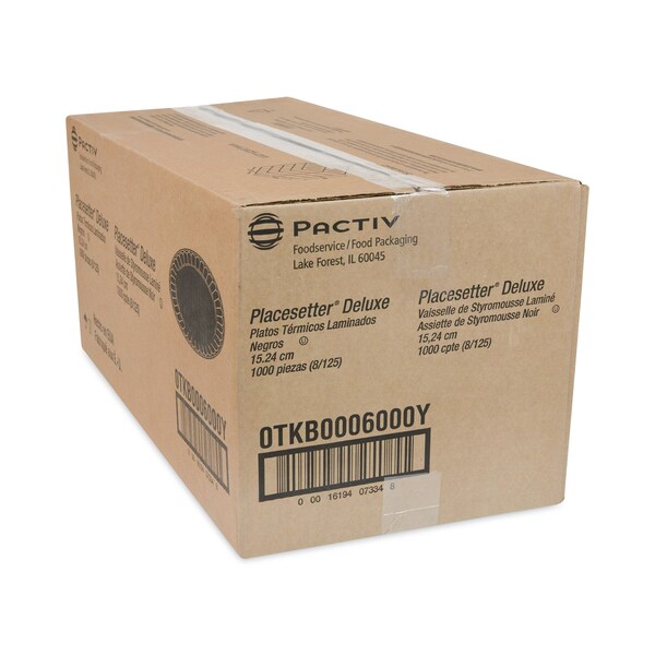 Pactiv Laminated Foam Dinnerware, Plate, 6, Black, PK1000 - 0TKB0006000Y