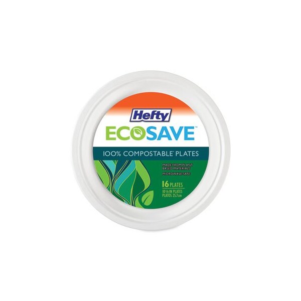 Reynolds Hefty, Super Strong Paper Dinnerware, 6 3/4in Plate, Bagasse, 12PK - D77300
