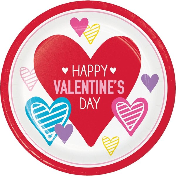 Omg Valentines Symbols Dinner Round Paper Plate - OM3526956