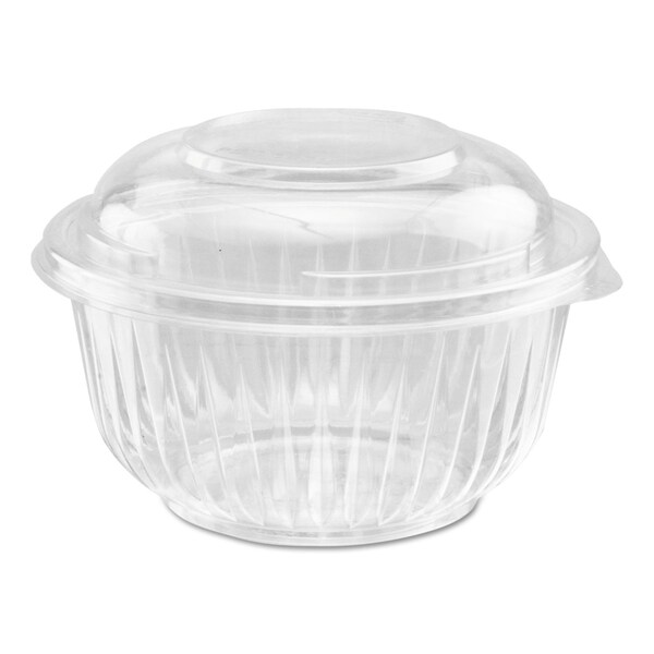 Dart PresentaBowls Bowl/Lid Combo-Paks, 16 oz, 5.38 Diameter x 2.6 h, Clear, Plastic, 252PK - PET16BCD