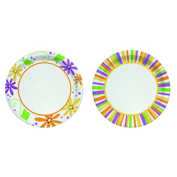 Solo Solo Paper Mixed Garden Party Stripes and Flowers Design Plate 7 in. D 48 pk - RD7P