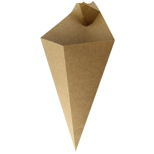 Packnwood 14 oz Kraft Paper Cones with Built in Dipping Sauce Compartment, 11 x 6.5 in. - 210CONFR3KR