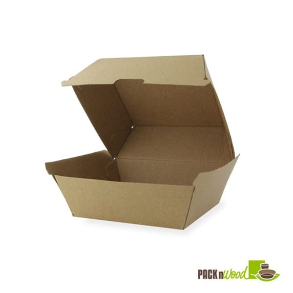 Packnwood 5.7 x 5.3 x 3.25 in. Kraft Burger Box - 210EATBURG145K