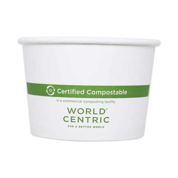 World Centric Paper Bowls, 3.5 dia x 2.3, 8 oz, White, PK1000 - BOPA8