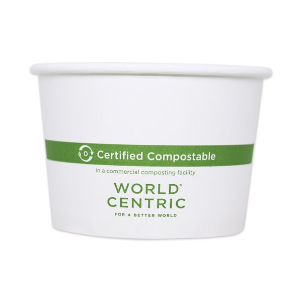 World Centric Paper Bowls, 4.4 dia x 5.8, 32 oz, White, PK500 - BOPA32