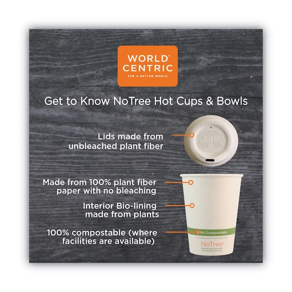 World Centric No Tree Paper Bowls, 32 oz, 4.4" Diameter x 5.8"h, Natural, Sugarcane, PK500, 500PK - BO-SU-32