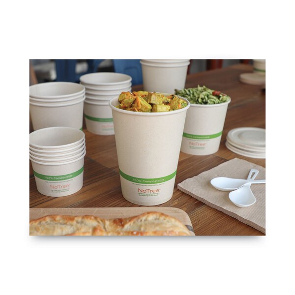 World Centric No Tree Paper Bowls, 32 oz, 4.4" Diameter x 5.8"h, Natural, Sugarcane, PK500, 500PK - BO-SU-32