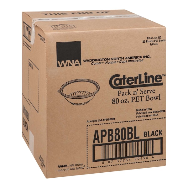 Wna-Caterline WNA-Caterline 80 oz. Black Plastic Bowl, PK25 - APB80BL