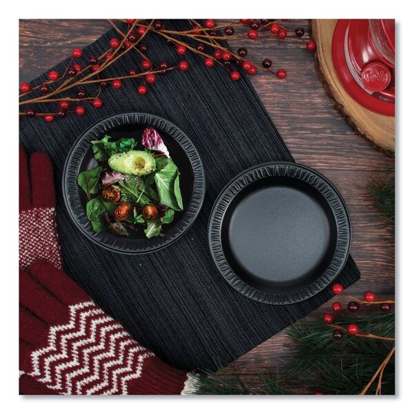 Dart Quiet Classic Laminated Foam Dinnerware Plates, 6 in., Black, 1000PK - 6PBQR