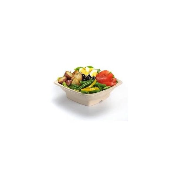 Sabert Pulp 24oz. Square Bowl Natural, 7 in. X 7 in., 300PK - 49024F300N