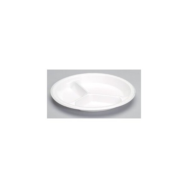Genpak Celebrity 10.25 in. White 3-compt Plate Non Laminated Foam, 5PK - 81300