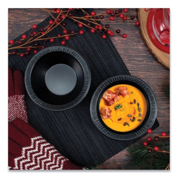 Dart Quiet Classic Laminated Foam Dinnerware, Bowl, 12 in. dia, Black, 1000PK - 12BWBQR