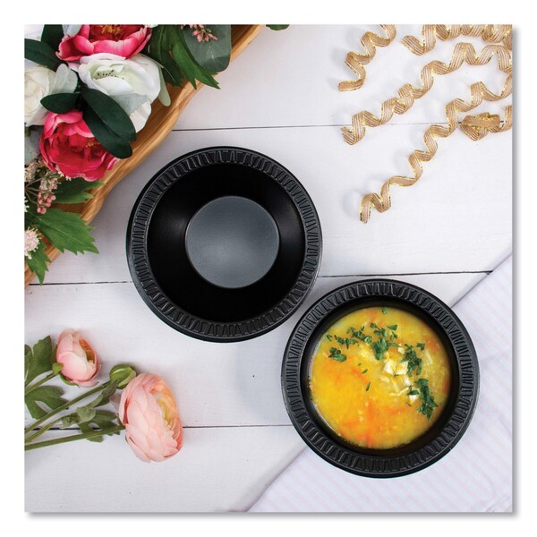Dart Quiet Classic Laminated Foam Dinnerware, Bowl, 12 in. dia, Black, 1000PK - 12BWBQR