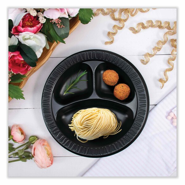 Dart Quiet Class Laminated Foam Dinnerware, Plates, 10.25 in. dia, Black, 500PK - 10CPBQR