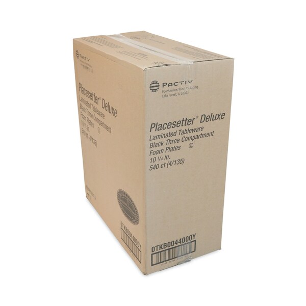 Pactiv Laminated Foam Dinnerware, Plate, 10.25 Dia, Black, PK540 - 0TKB0044000Y