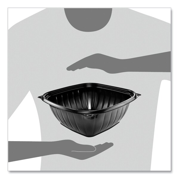Dart PresentaBowls Pro Black Square Bowls, 64 oz, 8.5 x 8.5 x 3.3, Plastic, 252PK - B64SB