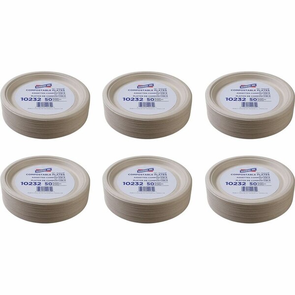 Genuine Joe 10in Compostable Disposable Plates - Natural, 500PK - GJO10232CT