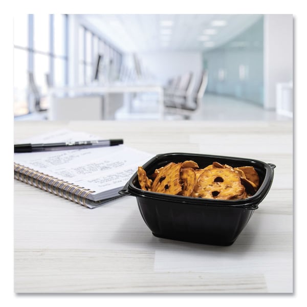 Dart PresentaBowls Pro Black Square Bowls, 12 oz, 5 x 5 x 2, Black, Plastic, PK504, 504PK - B12SB